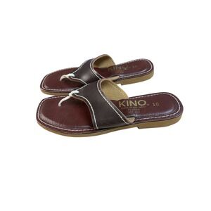 Kino Key West Brown Leather‎ Thong Sandals Women's Size 10